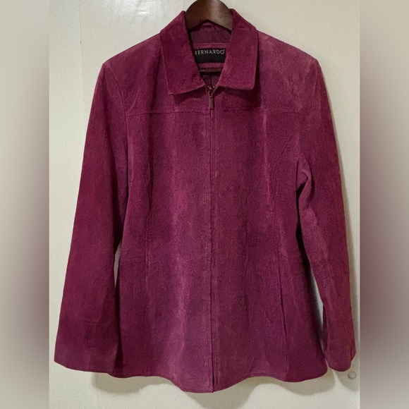 Bernardo Jackets & Blazers - Bernardo| Plum Suede Zipper Lined Leather Jacket Sz L